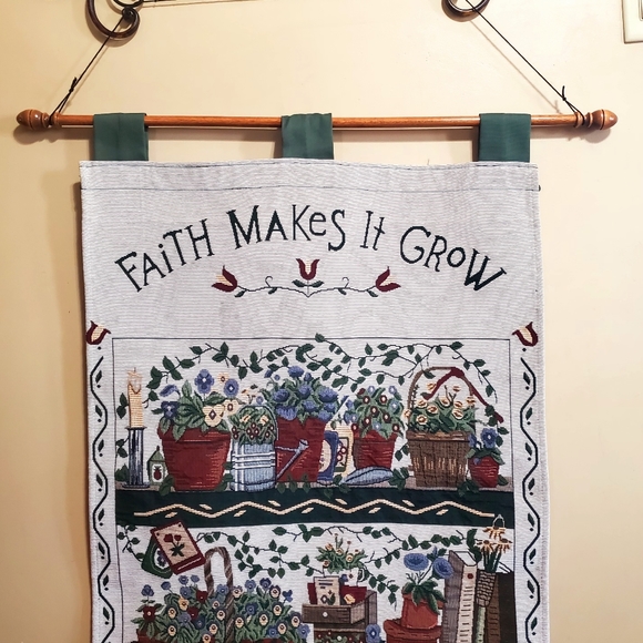 Faith Makes It Grow Wall Hanging Decor With Pole Vintage 1977 Deb Strain. - Picture 2 of 7
